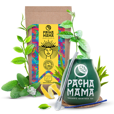 Zestaw Guayusa Pachamama Menta Limon 100g akcesoria